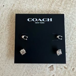 Coach Signature C Stud Earrings Set NWT